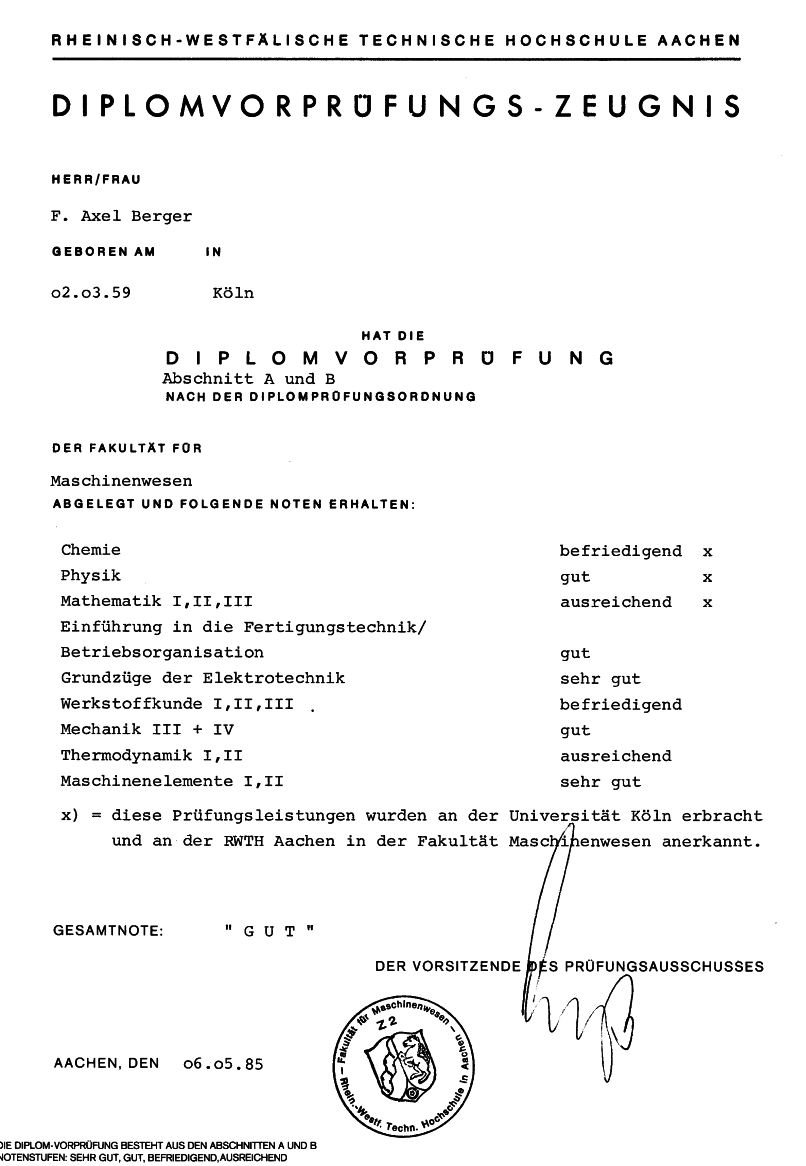 Schulzeit und Zeugnisse der Familie Berger